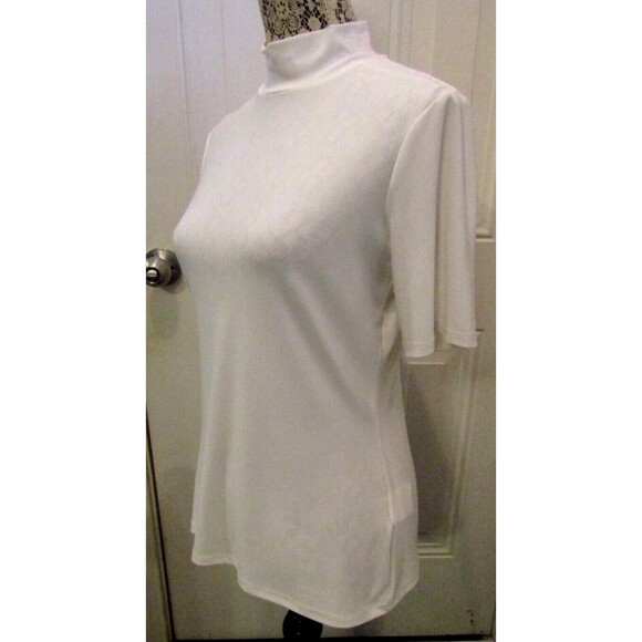 Frank Lyman Montreal Top NWT Off White Short Sleeve Mock Neck Womens Size 8 - Picture 2 of 8
